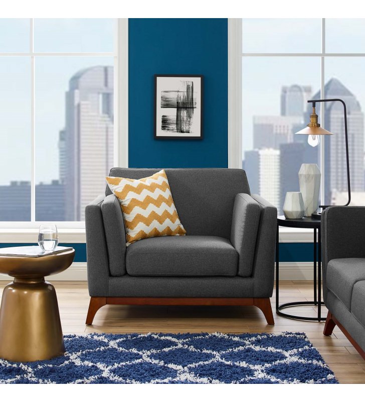 Chance Upholstered Fabric Armchair in Gray - Lexmod