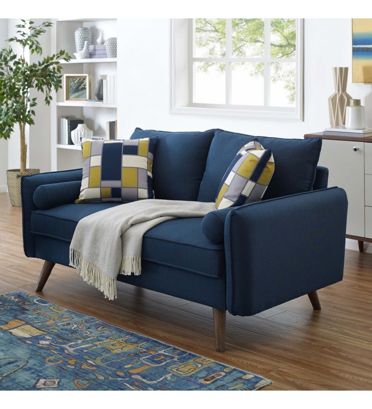 Revive Upholstered Fabric Loveseat in Azure - Lexmod
