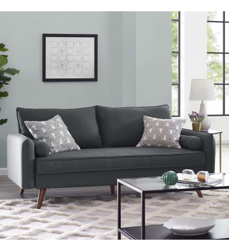 Revive Upholstered Fabric Sofa in Gray - Lexmod