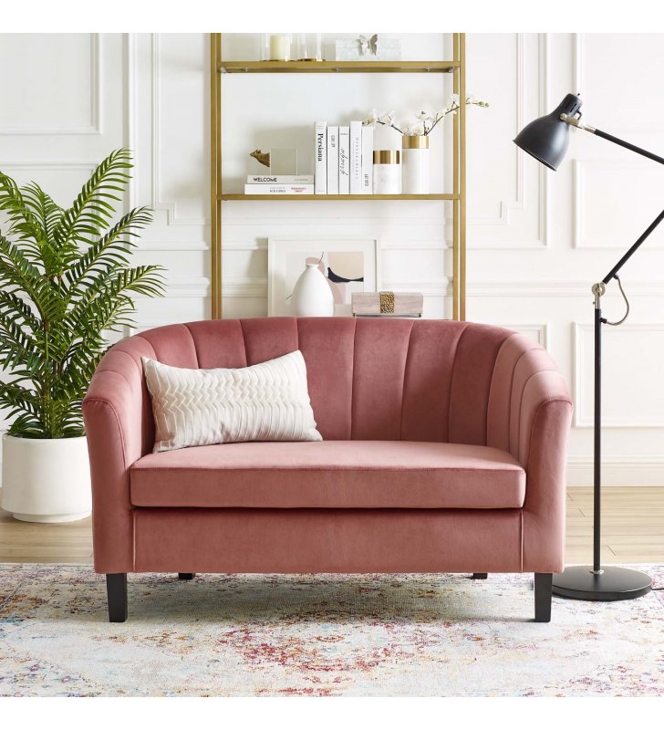 Prospect Channel Tufted Performance Velvet Loveseat in Dusty Rose - Lexmod