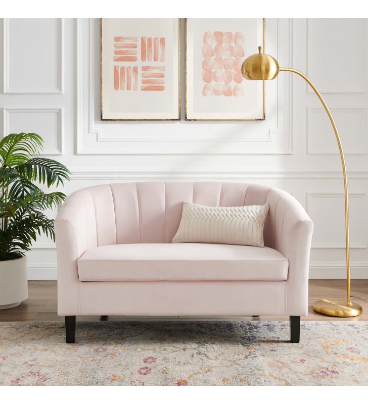 Prospect Channel Tufted Performance Velvet Loveseat in Pink - Lexmod