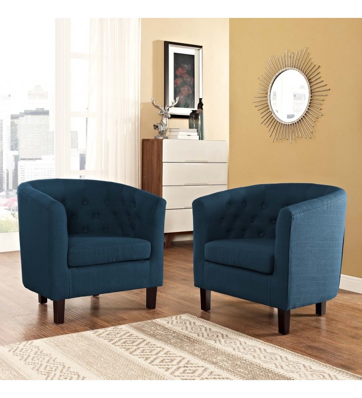 Prospect 2 Piece Upholstered Fabric Armchair Set in Azure - Lexmod