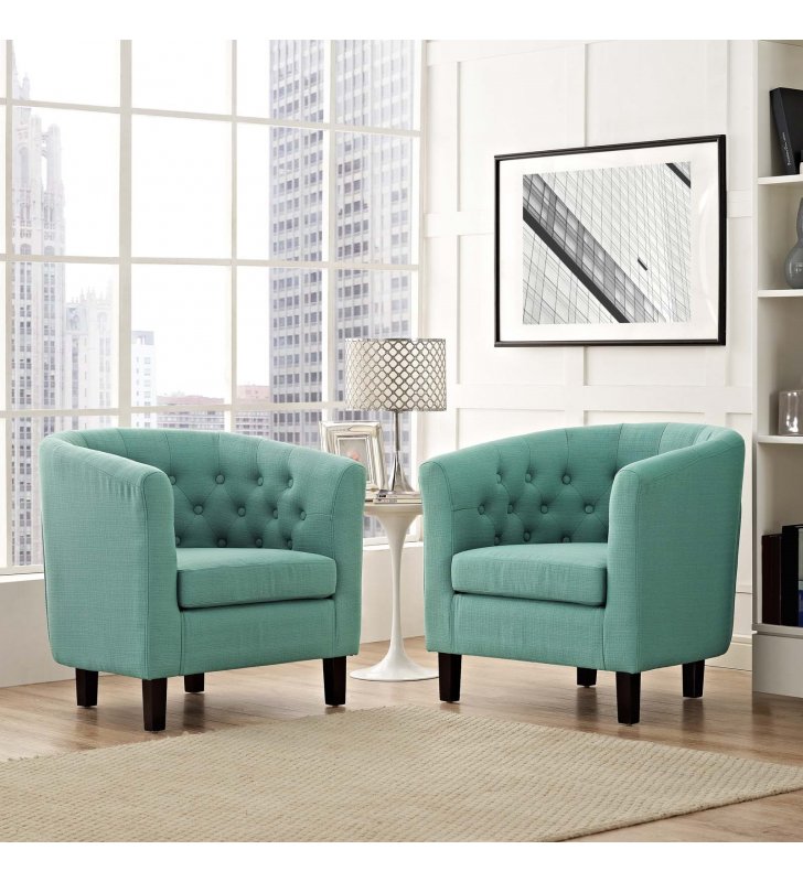 Prospect 2 Piece Upholstered Fabric Armchair Set in Laguna - Lexmod