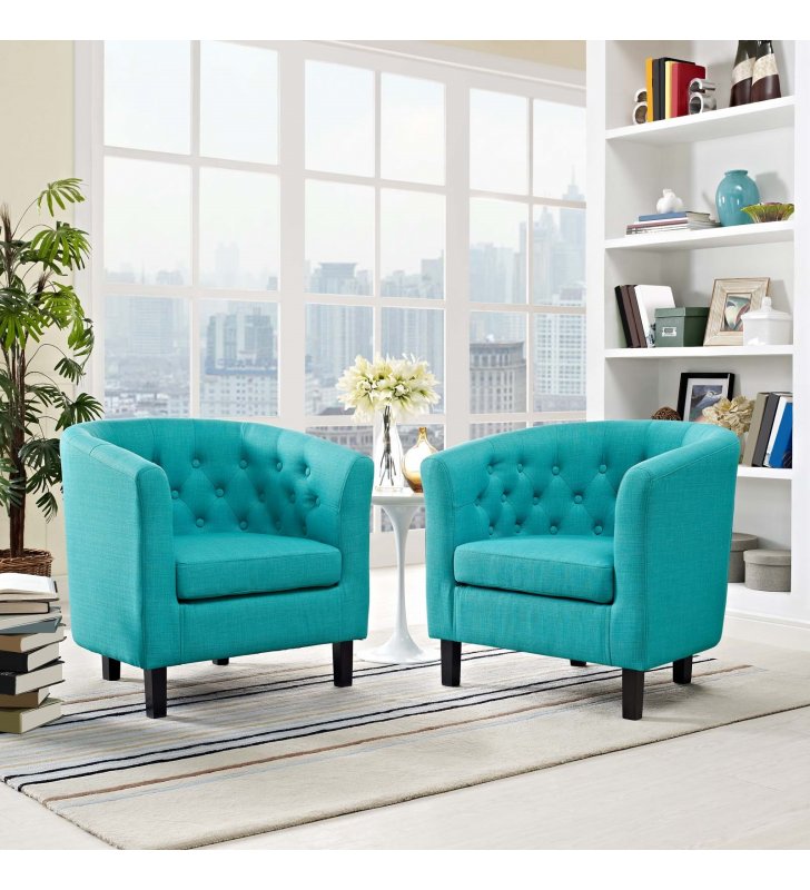 Prospect 2 Piece Upholstered Fabric Armchair Set in Pure Water - Lexmod