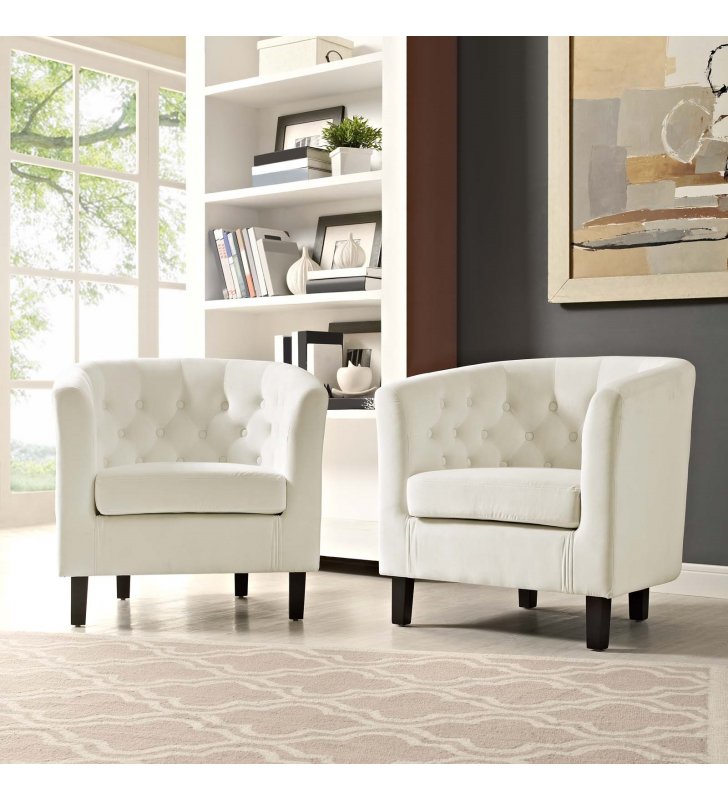 Prospect 2 Piece Performance Velvet Armchair Set in Ivory - Lexmod
