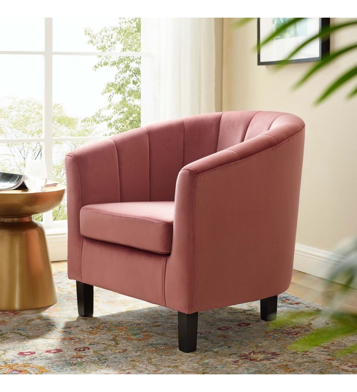 Prospect Channel Tufted Performance Velvet Armchair in Dusty Rose - Lexmod