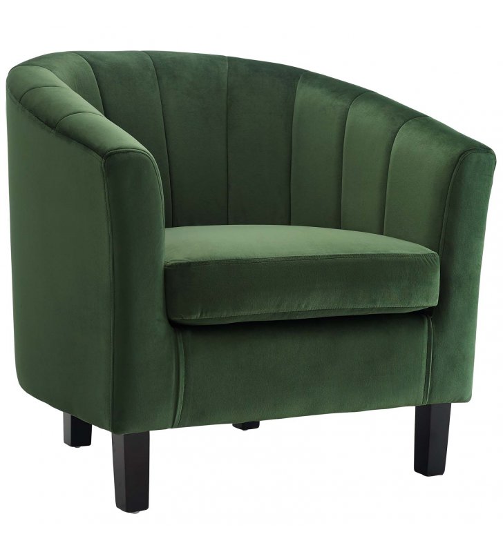 Prospect Channel Tufted Performance Velvet Armchair in Emerald - Lexmod