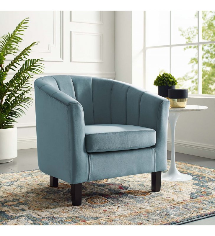Prospect Channel Tufted Performance Velvet Armchair in Light Blue - Lexmod