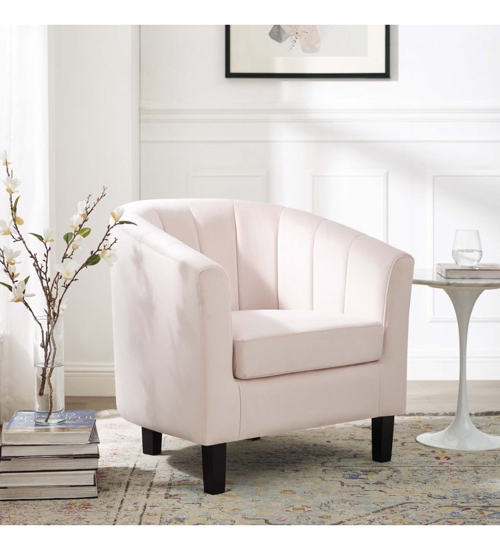 Prospect Channel Tufted Performance Velvet Armchair in Pink - Lexmod