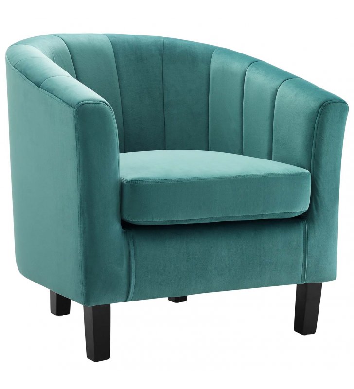 Prospect Channel Tufted Performance Velvet Armchair in Teal - Lexmod