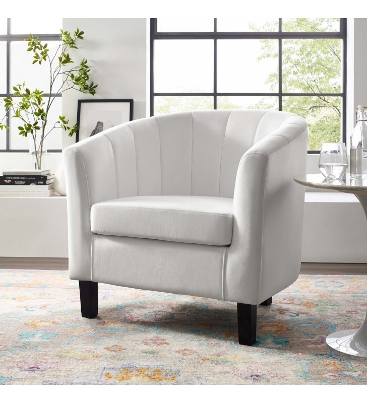 Prospect Channel Tufted Performance Velvet Armchair in White - Lexmod