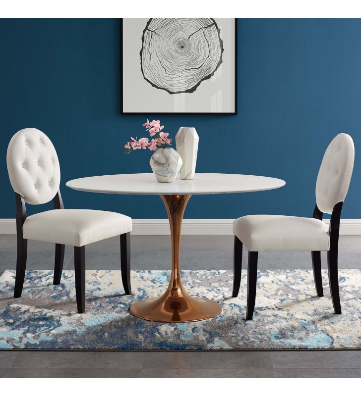 Lippa 48" Oval Wood Dining Table in Rose White - Lexmod