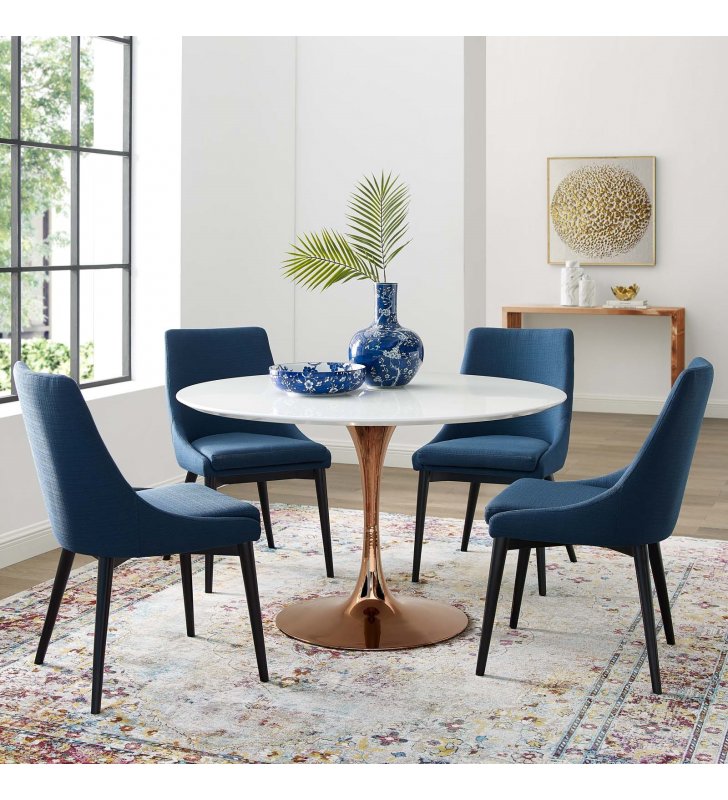Lippa 47" Round Wood Dining Table in Rose White - Lexmod