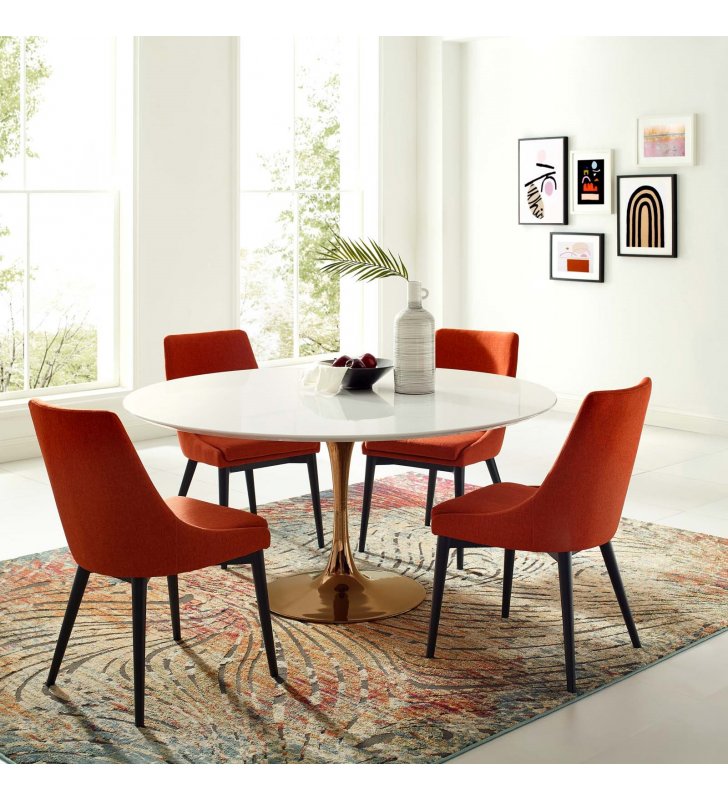 Lippa 60" Round Wood Dining Table in Rose White - Lexmod