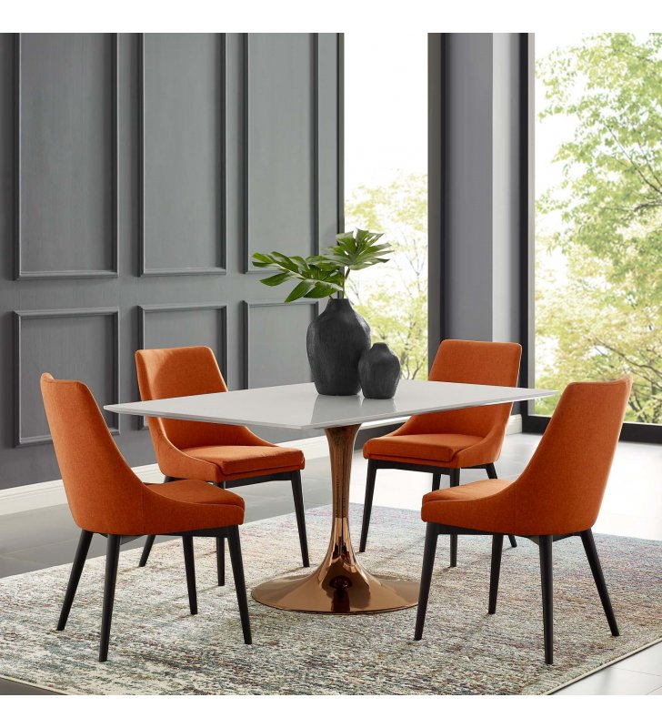Lippa 60" Rectangle Wood Dining Table in Rose White - Lexmod