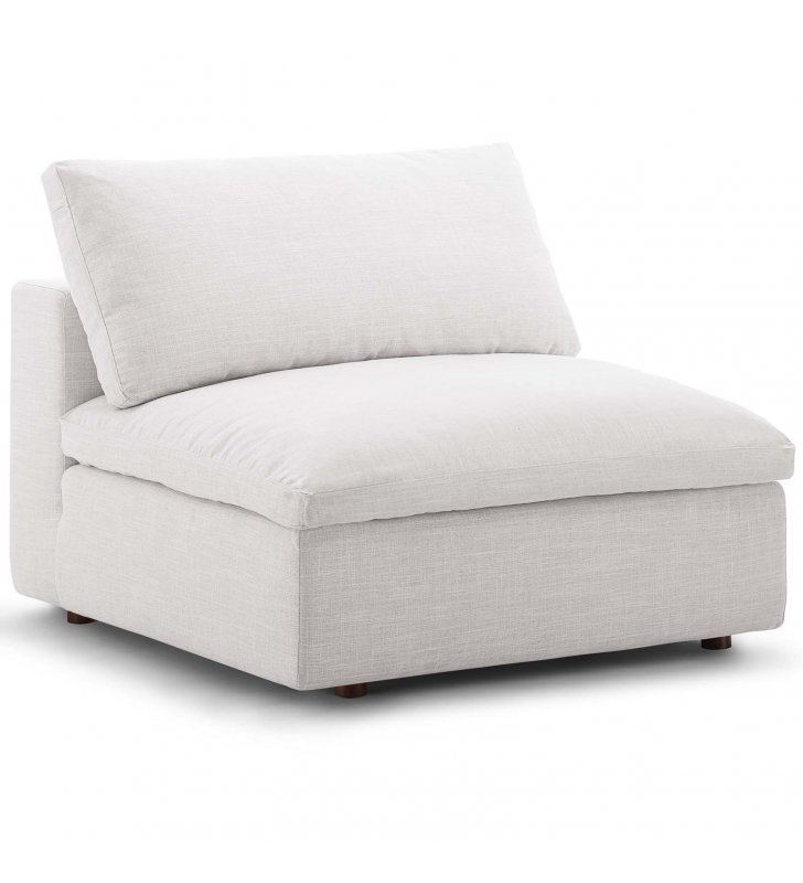Commix Down Filled Overstuffed Armless Chair in Beige - Lexmod