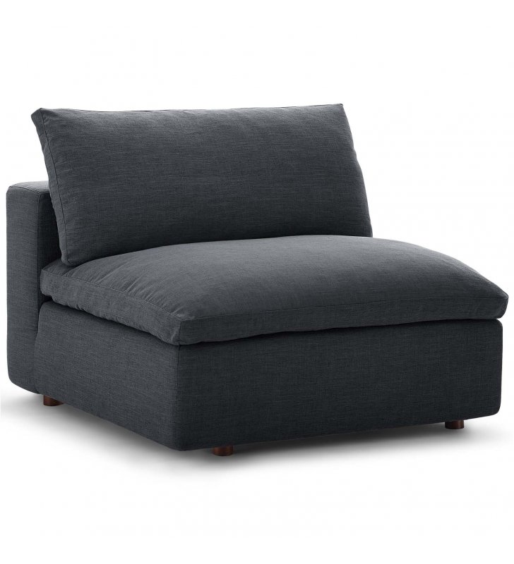 Commix Down Filled Overstuffed Armless Chair in Gray - Lexmod
