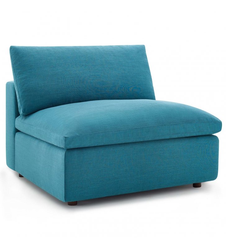 Commix Down Filled Overstuffed Armless Chair in Teal - Lexmod
