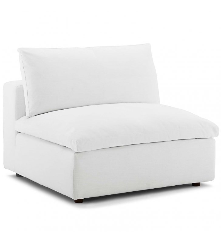 Commix Down Filled Overstuffed Armless Chair in White - Lexmod