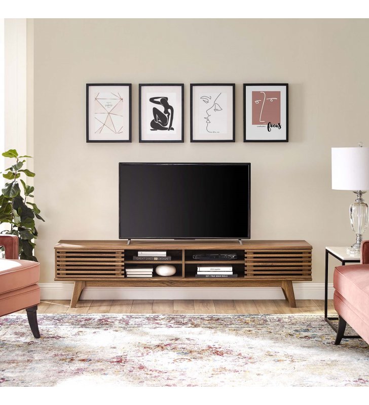 Render 70" Entertainment Center TV Stand in Walnut Walnut - Lexmod