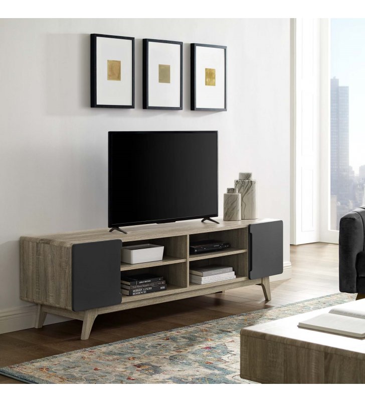 Tread 70" Media Console TV Stand in Natural Gray - Lexmod