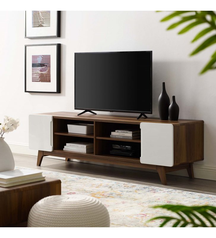 Tread 70" Media Console TV Stand in Walnut White - Lexmod