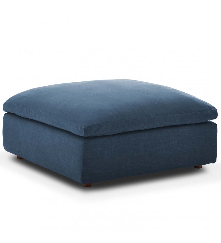 Commix Down Filled Overstuffed Ottoman in Azure - Lexmod