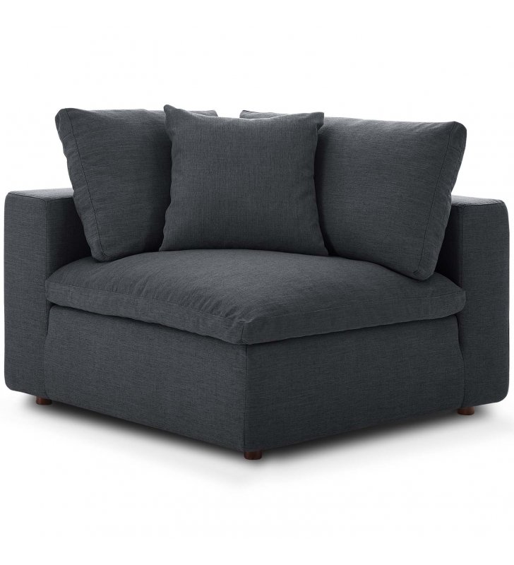 Commix Down Filled Overstuffed Corner Chair in Gray - Lexmod