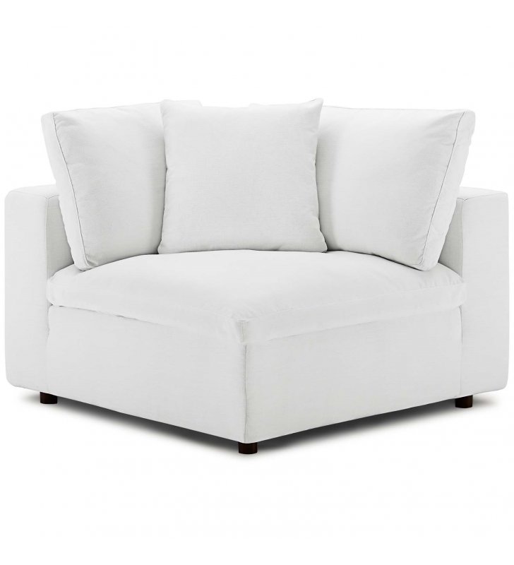 Commix Down Filled Overstuffed Corner Chair in White - Lexmod
