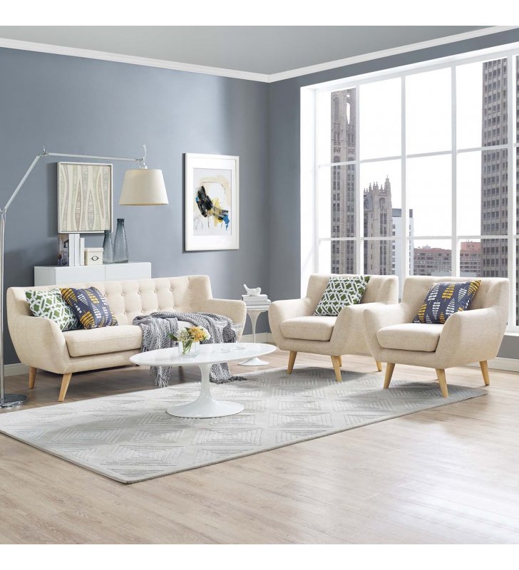 Remark 3 Piece Living Room Set in Beige - Lexmod