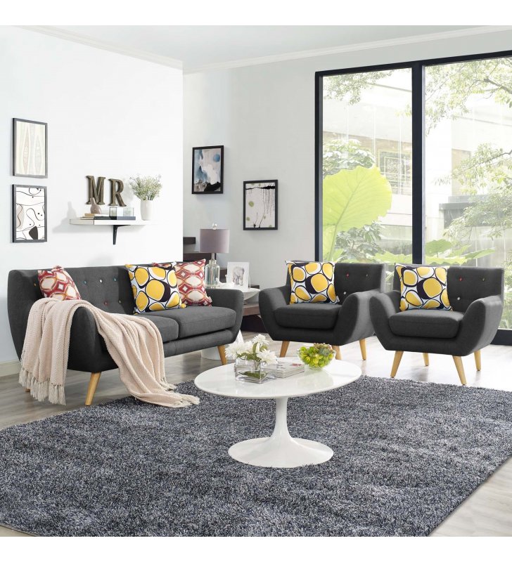 Remark 3 Piece Living Room Set in Gray - Lexmod
