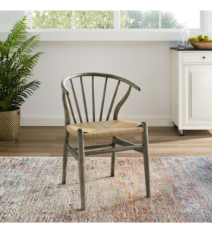 Flourish Spindle Wood Dining Side Chair in Gray - Lexmod