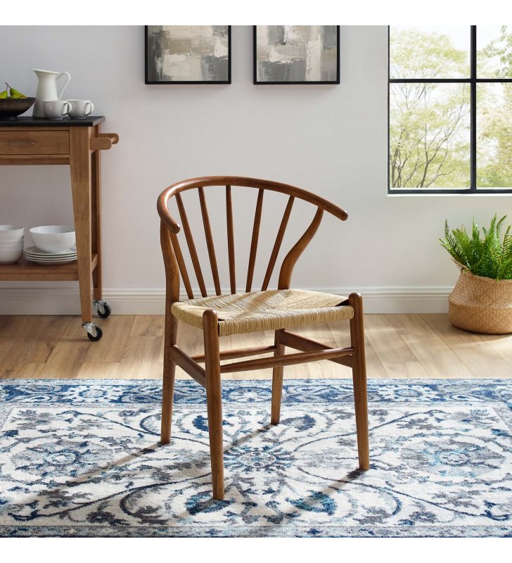 Flourish Spindle Wood Dining Side Chair in Walnut - Lexmod