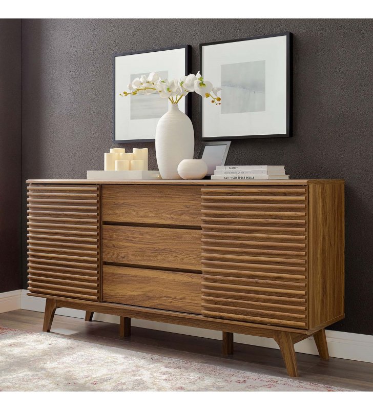 Render 63" Sideboard Buffet Table or TV Stand in Walnut - Lexmod