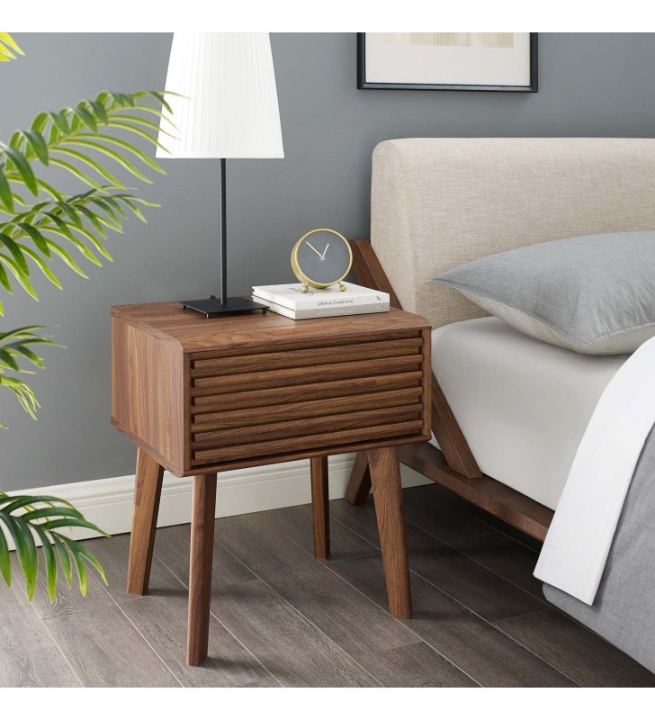 Render End Table Nightstand in Walnut - Lexmod