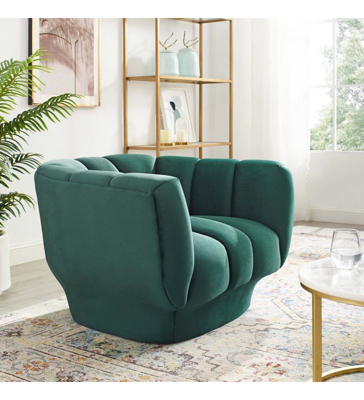 Entertain Vertical Channel Tufted Performance Velvet Armchair in Green - Lexmod