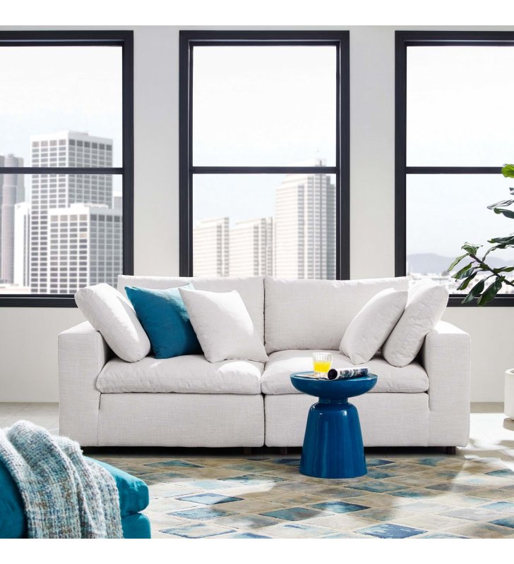 Commix Down Filled Overstuffed 2 Piece Sectional Sofa Set in Beige - Lexmod