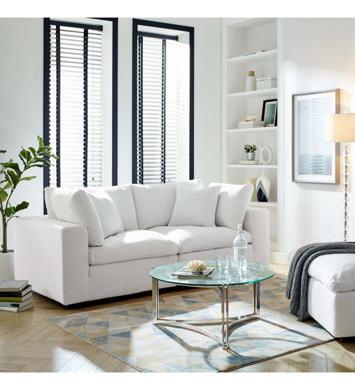 Commix Down Filled Overstuffed 2 Piece Sectional Sofa Set in White - Lexmod