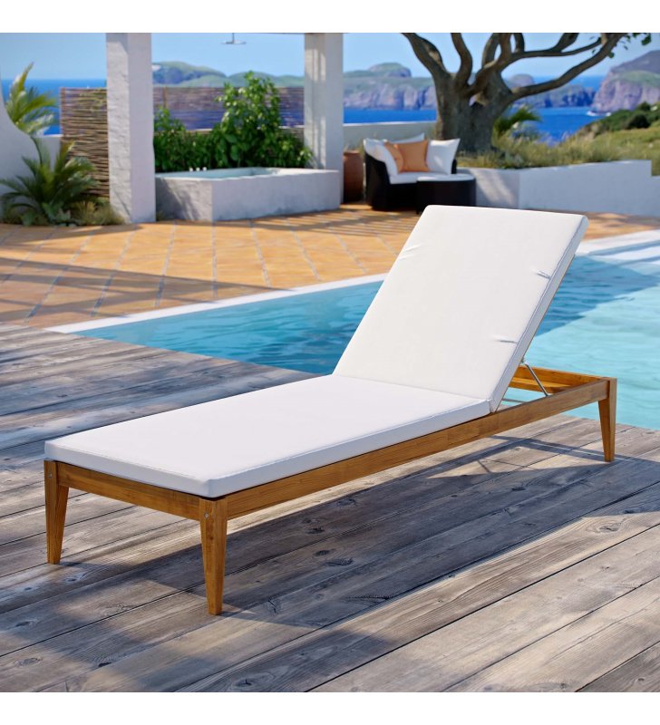 Northlake Outdoor Patio Premium Grade A Teak Wood Chaise Lounge in Natural White - Lexmod