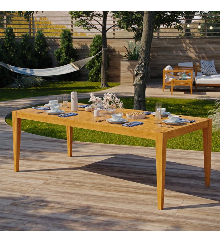 Northlake 85" Outdoor Patio Premium Grade A Teak Wood Dining Table in Natural - Lexmod