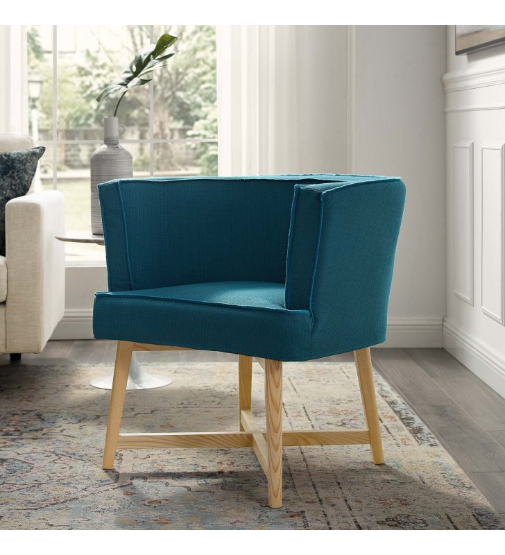 Anders Upholstered Fabric Accent Chair in Azure - Lexmod