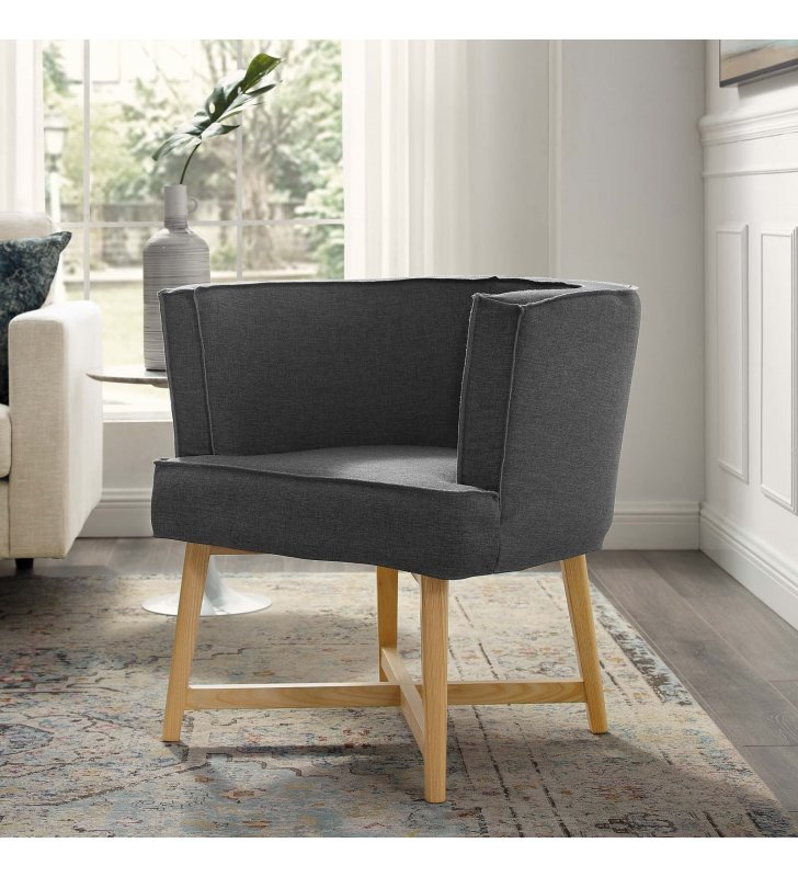 Anders Upholstered Fabric Accent Chair in Gray - Lexmod