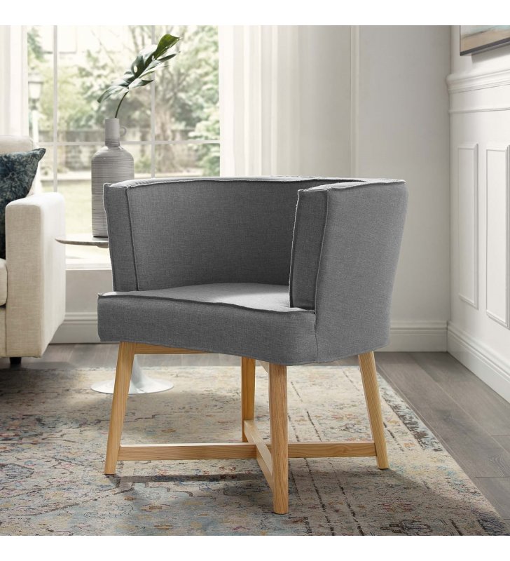 Anders Upholstered Fabric Accent Chair in Light Gray - Lexmod