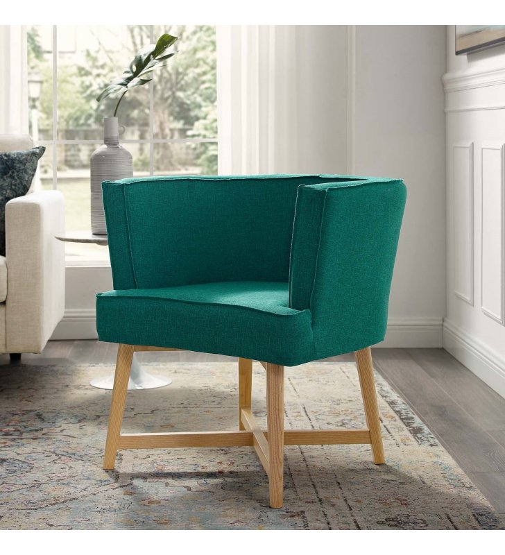 Anders Upholstered Fabric Accent Chair in Teal - Lexmod