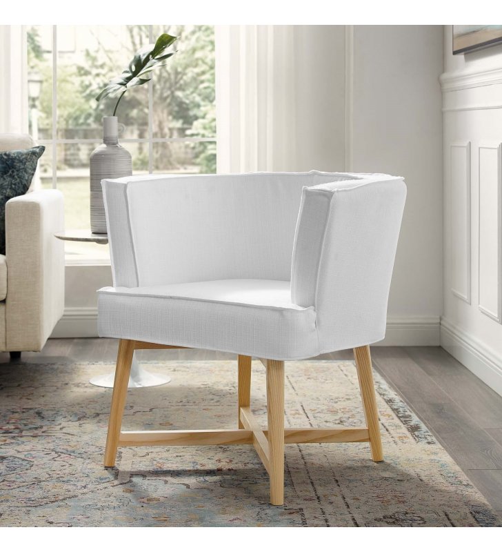 Anders Upholstered Fabric Accent Chair in White - Lexmod