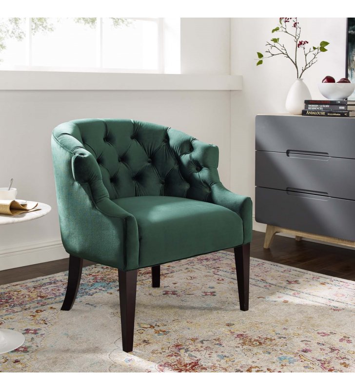 Precept Accent Performance Velvet Armchair in Green - Lexmod