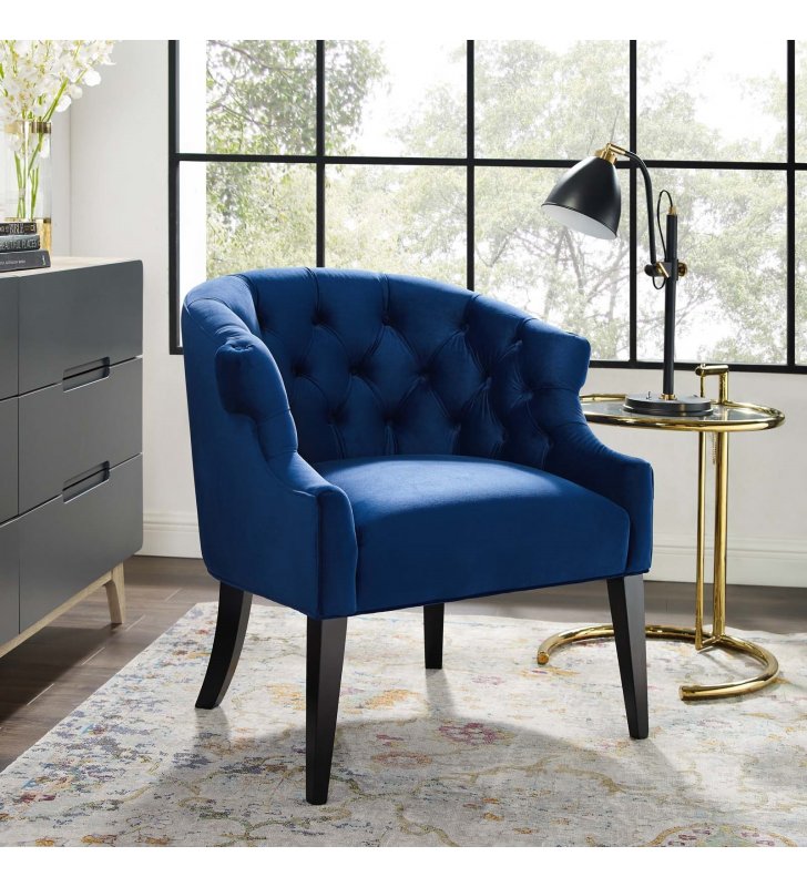 Precept Accent Performance Velvet Armchair in Navy - Lexmod