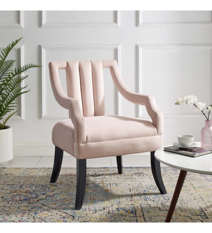 Harken Performance Velvet Accent Chair in Pink - Lexmod