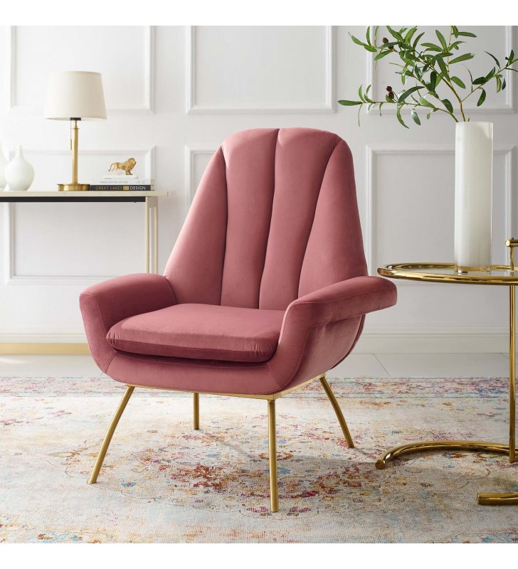 Summit Accent Performance Velvet Armchair in Dusty Rose - Lexmod