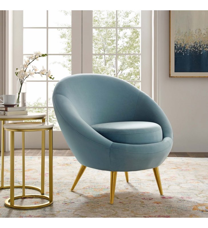 Circuit Performance Velvet Accent Chair in Light Blue - Lexmod